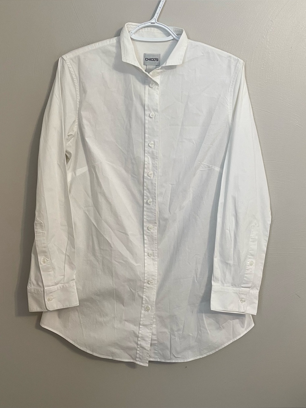 Chicos White Long Sleeve Button Up Blouse Size 1